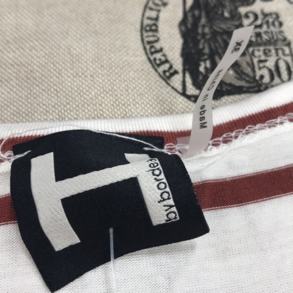 H By Bordeaux Split Neck Striped T-Shirt - Picture 5 of 6